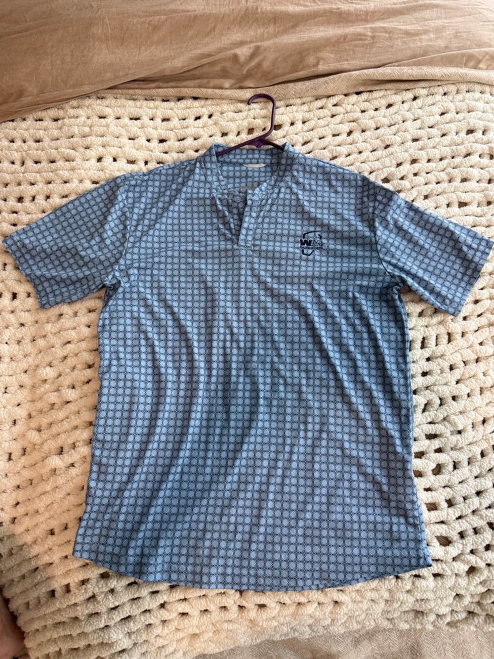 Men's Blue Patterned Polo Shirt